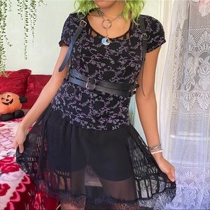 NFS • La Belle 90’s Floral Stretch Bustier Top Vintage L